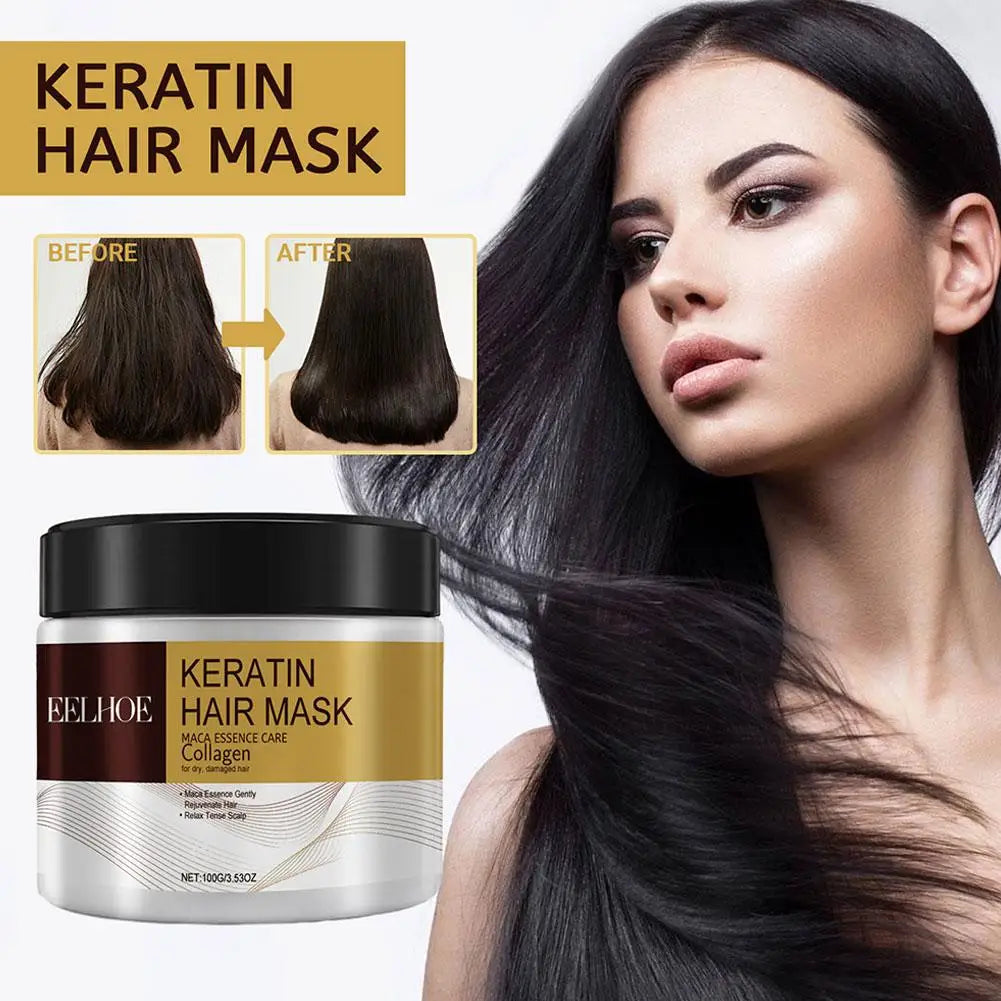Keratin Care Hair Mask Deep Nourishing Moisturizing Repair Dry Frizz Damaged Conditioner Smoothing Hair Long-Lasting Shine Care