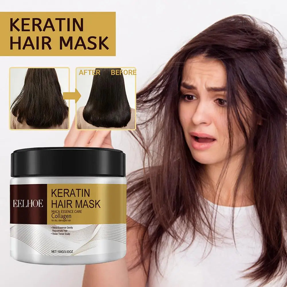 Keratin Care Hair Mask Deep Nourishing Moisturizing Repair Dry Frizz Damaged Conditioner Smoothing Hair Long-Lasting Shine Care