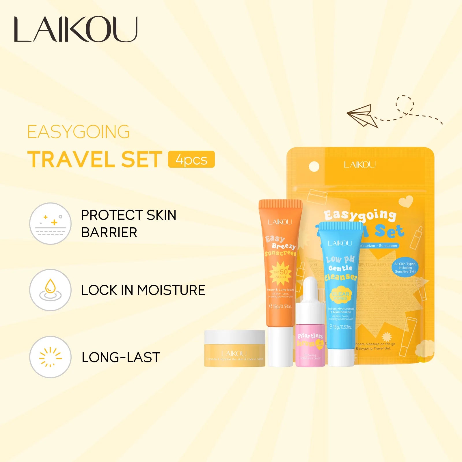 4pcs/set LAIKOU Skin Care Sets Facial Cleanser Serum Face Cream Facial Sunscreen Anti-Aging Whitening Creams Facial Skin Care