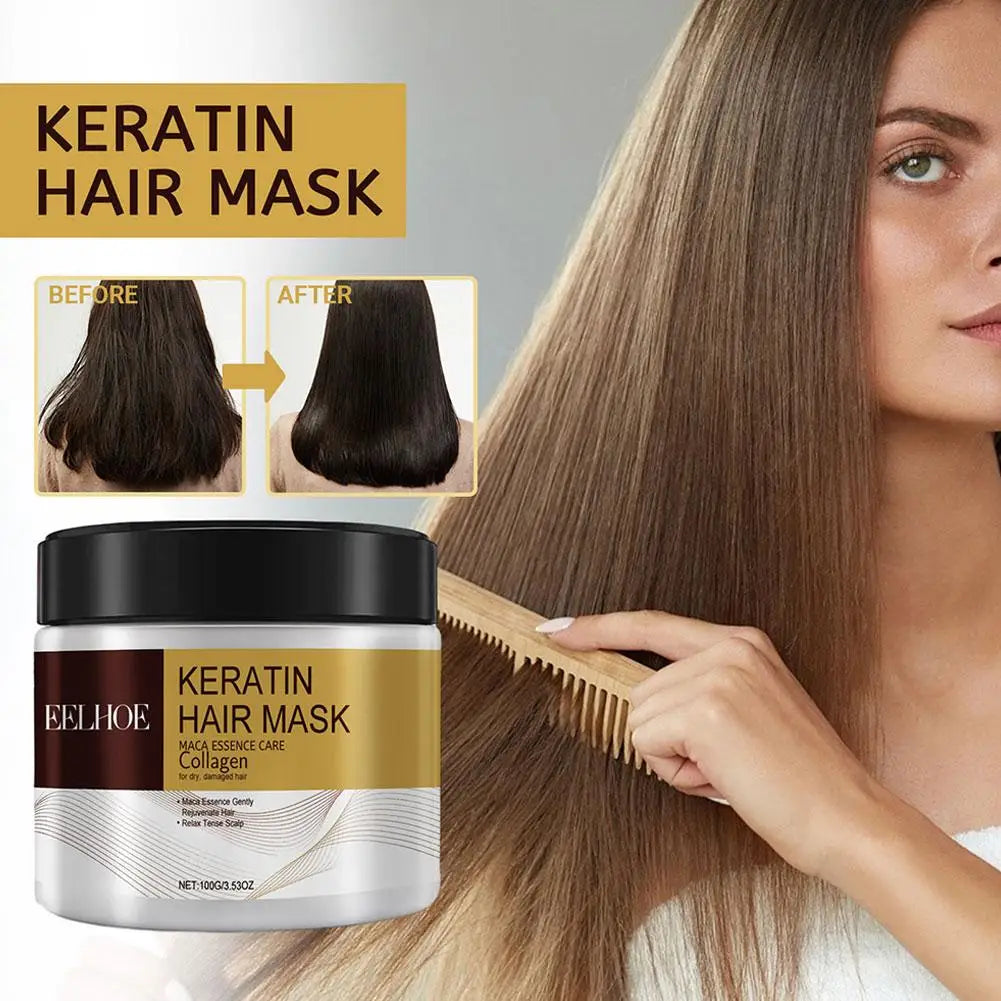 Keratin Care Hair Mask Deep Nourishing Moisturizing Repair Dry Frizz Damaged Conditioner Smoothing Hair Long-Lasting Shine Care