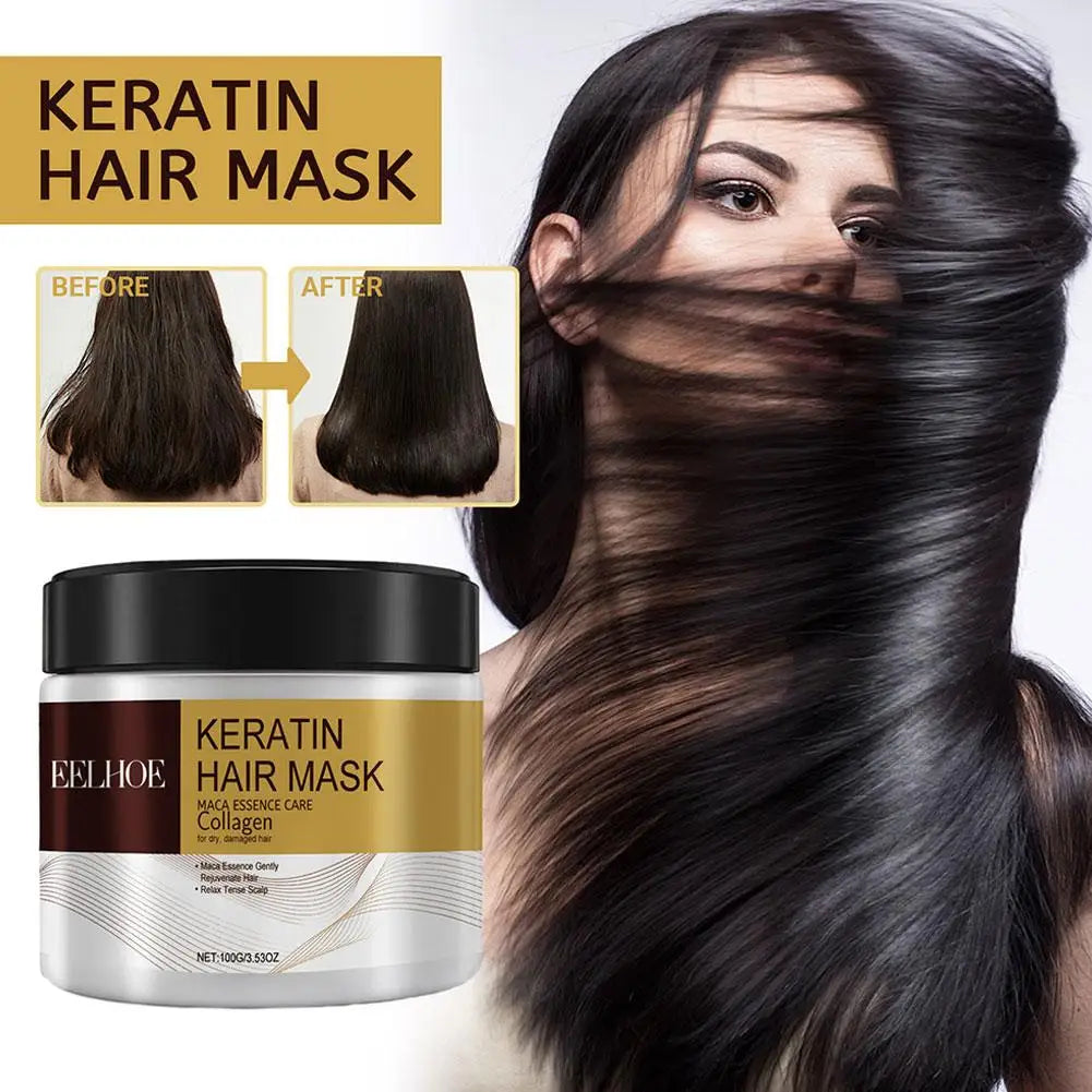 Keratin Care Hair Mask Deep Nourishing Moisturizing Repair Dry Frizz Damaged Conditioner Smoothing Hair Long-Lasting Shine Care
