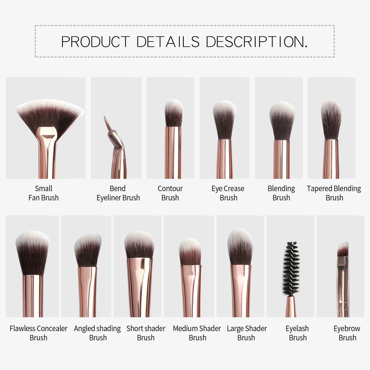 Eye Makeup Brush Sets 12pcs Makeup Tools Eye Shadow Brush Concealer Brush Blending Brush Lip Brush for Makeup Beginner Beauty